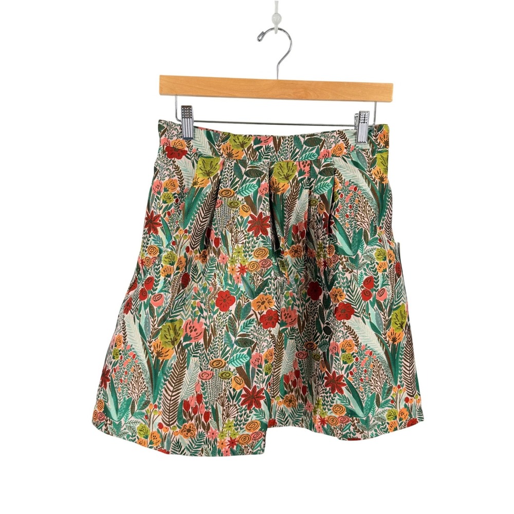 ModCloth Skirt Floral Tapestry Green Size 6 Mini Pleated NWT Botanical Whimsical